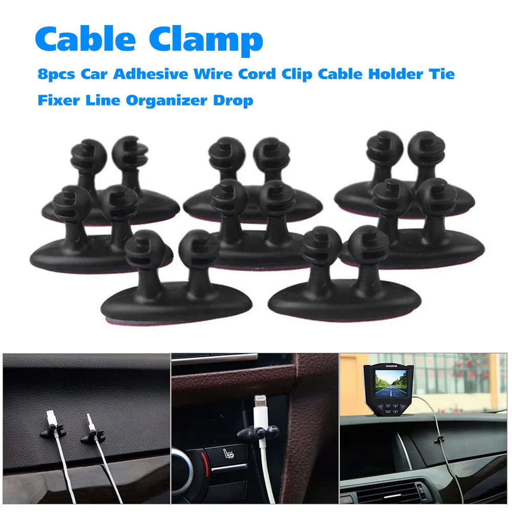 

8Pcs/set Adhesive Cable Winder Car Interior Cable Clip Earphone Cable Organizer Wire Storage Holder Clip Cord Holder Promotion