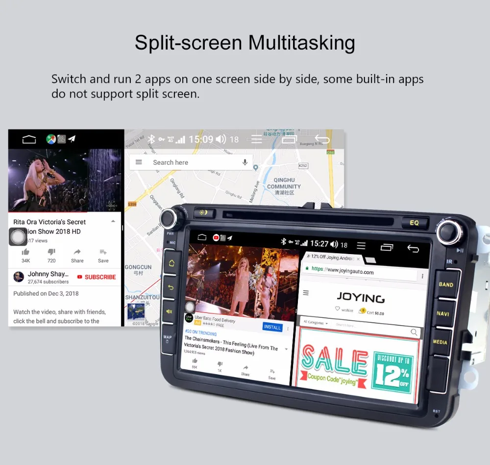 Clearance JOYING Android 8.1 car radio player 2 din autoradio support 4G Octa Core 4GB+64GB for Volkswagen/Seat/Skoda DSP free camera 18