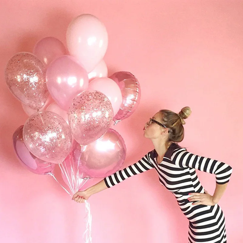 

15pcs Red Gold Confetti latex Ballon Bouquet Round Foil Balloon Set Anniversaire Wedding Birthday Party Decor Kids Toy Globos