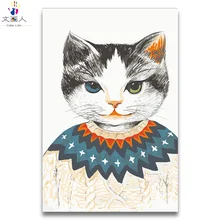 Американские животные Кошка с одеждой Картина маслом Яркие рисунки по номерам с комплектами на холсте для современного простого декора комнаты