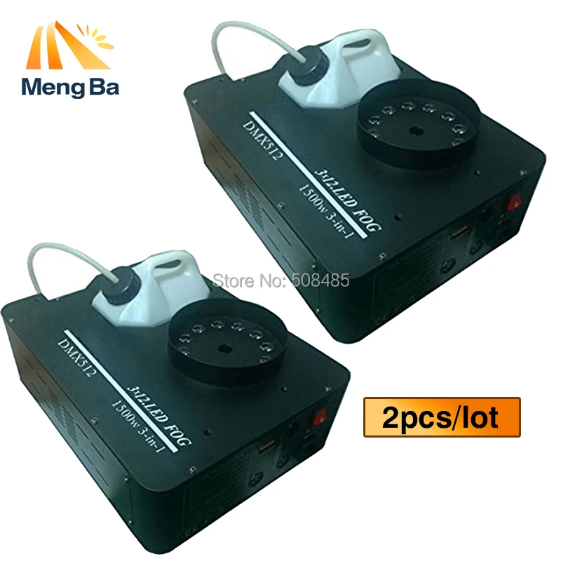 

2pcs/lot Super 1500w RGB 3-In-1 Fog Machine 2.5L DMX512 Smoke Machine With 12*3w Light Professional Stage Machine DJ /Bar/Home