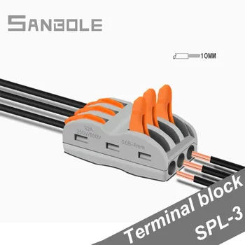 

(10PCS) SPL-3 Terminal Block Compact Wire Wiring Connector Conductor Electrical Household Fast Terminals