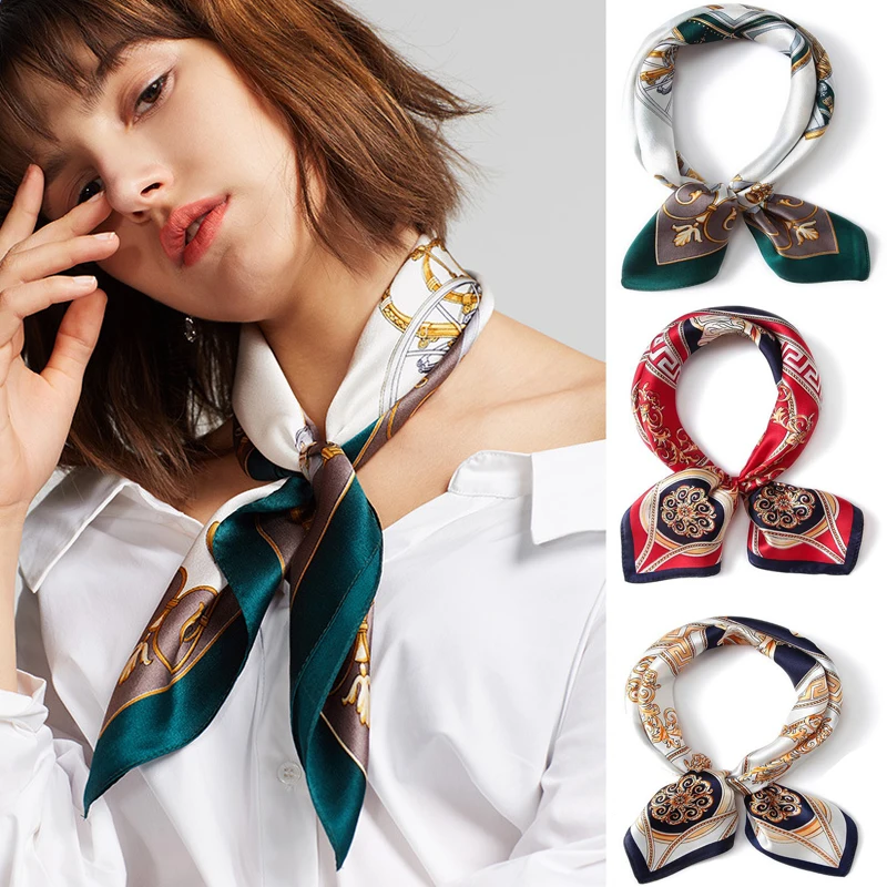 

Luxury Brand Small Square 100% Silk Scarf Woman Print Scarf Ladies Shawls bandana Hair necklace Wrap Scarf hijab Wrap Lady Gift