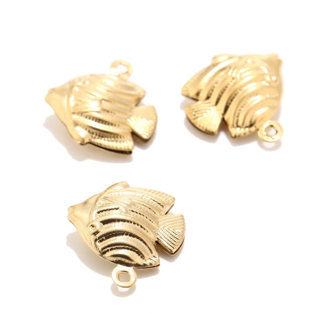 100pcs Stainless Steel 17x18mm Charms Fish Pendants For DIY Jewelry Making Bracelets Necklaces Findings Accessories