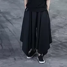 Летние брюки мужские уличные широкие брюки джоггеры одежда для подростков черная Мода хип поп-брюки