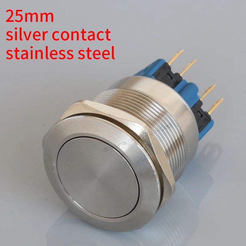 25mm Momentary flat Push Button Switch S25F 11 stainless steel 4 pin