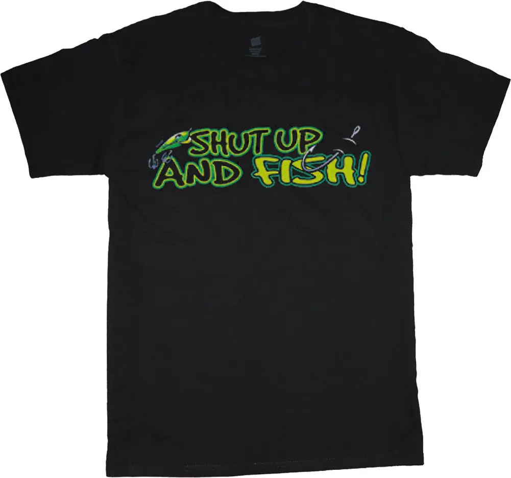 Футболка shut up fish funny fishing tee рубашка рубашки для высоких мужчин мультфильм