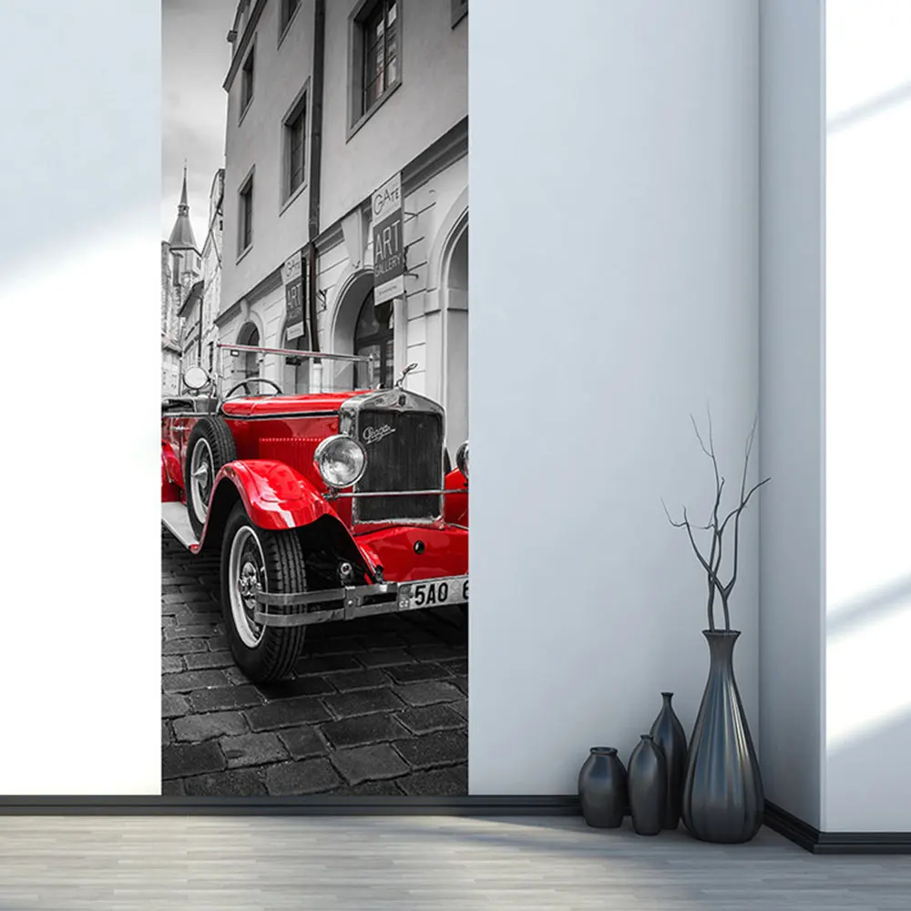 

2Pcs/Set Color Red Car Door Art Decor Home Creative DIY 3D Door Stickers Pattern for Wall Room Home Door Decor Decoration