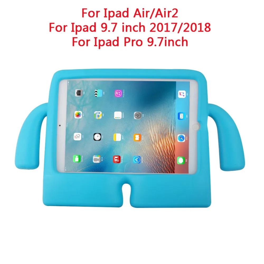

For Apple iPad 9.7 Inch Silicon Foam Shockproof Case for iPad Air ipad Air2 ipad 9.7 2017 2018 Kids Handle Protective Cover