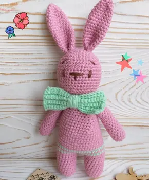 

crochet armigurumi rattle toy rabbit model number 8134