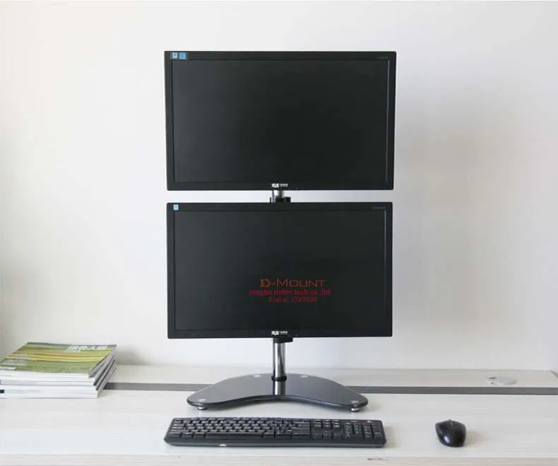

LCD-T601B 10"-27" height adjustable mount dual monitor desktop bracket stand with big glass base 10kg 360 rotate monitor arm