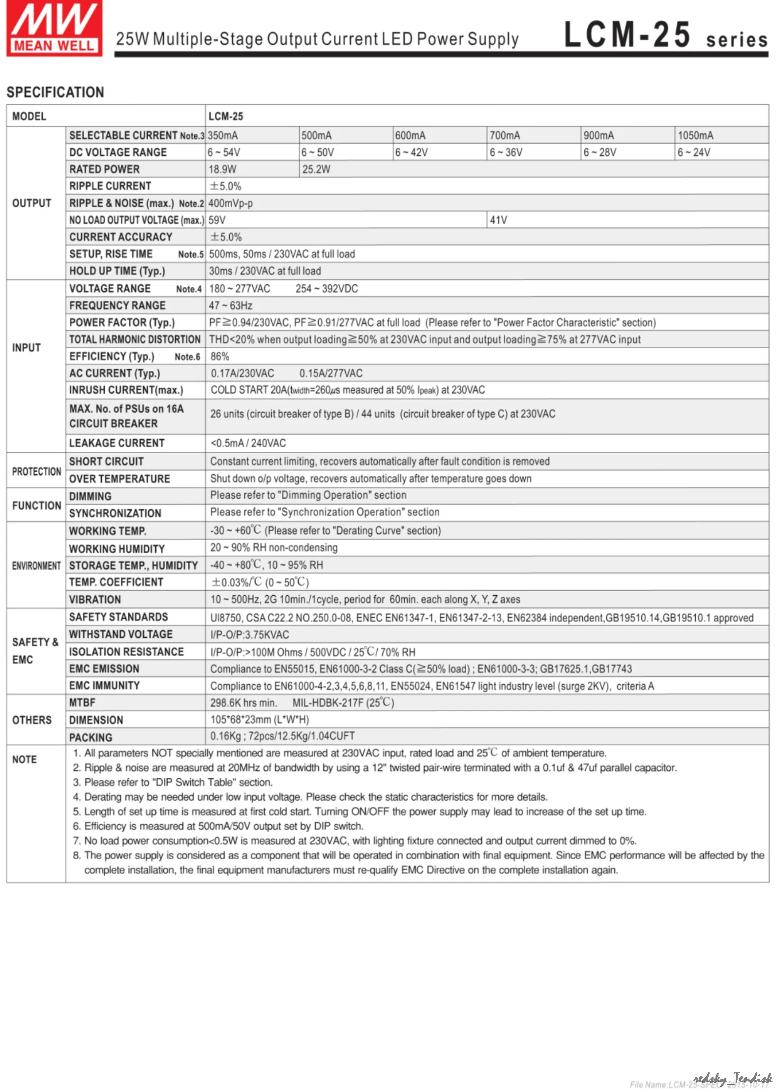 1 упаковка) Meanwell 40/60W DALI Диммируемый источник питания LCM-40/60DA 350mA 500mA 600mA 700mA 900mA 1050mA 1400mA мульти-выход PFC