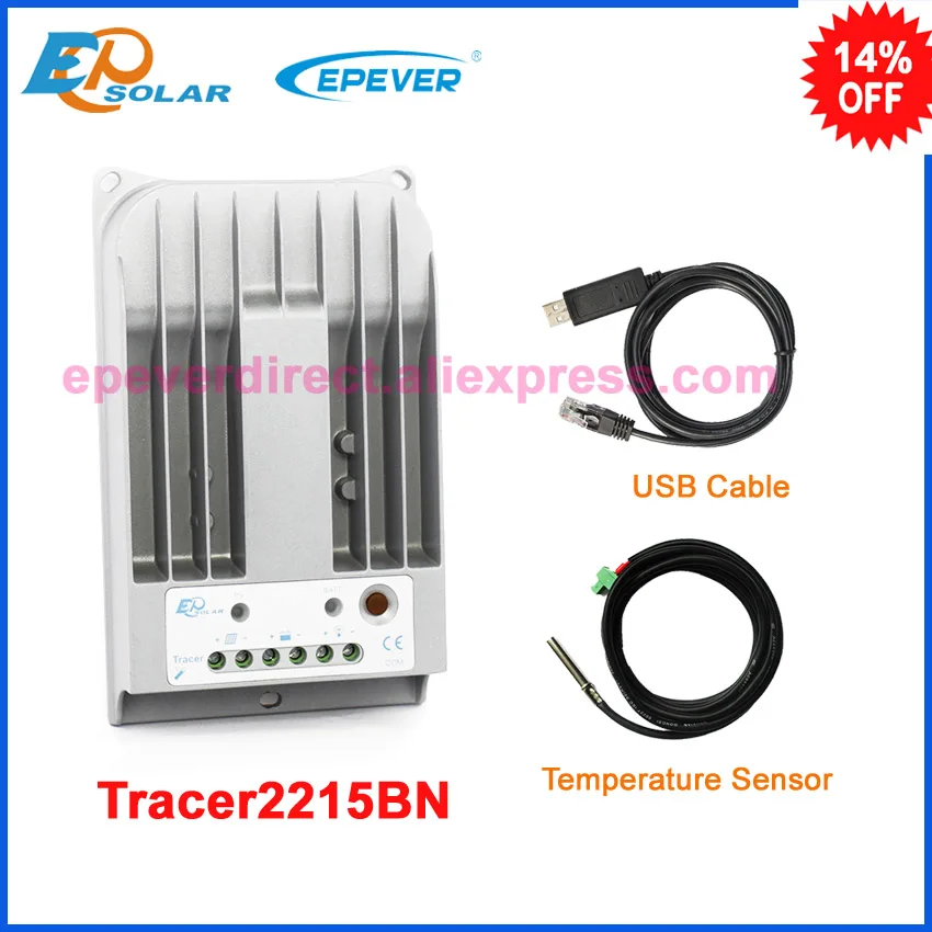 

20A solar power battery controller 20amp Tracer2215BN with USB cable and temperature sensor Max PV input 150v