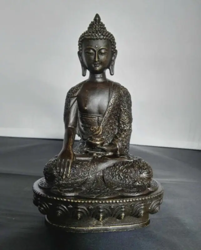 

8" Old Tibet Tibetan Buddhist Bronze Shakyamuni Buddha Statue
