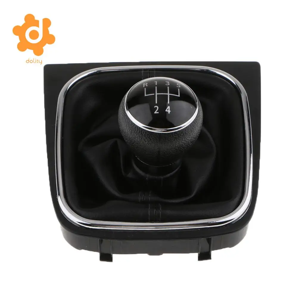 Manual Gear Shift Knob Shifter with Boot Cover Stitch for VW Golf MK5 MK6