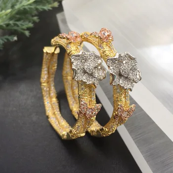 

Lanyika Fashion Jewelry Blooming Flower Big Ear Loops Micro Plated Wedding Banquet Earrings Romantic Bridal Daily Best Gift