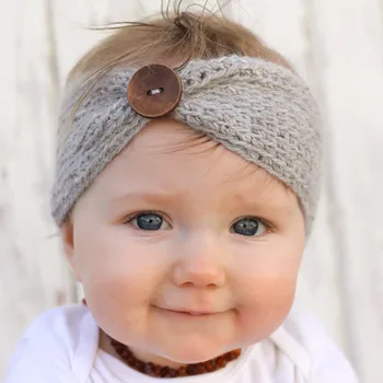 

20pcs/lot 2016 New Baby Girl Hand Knitted Baby Headband With Button Headband
