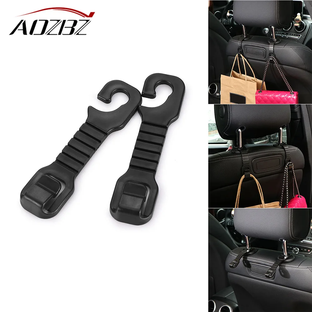 AOZBZ 2pcs Universal Car Seat Back Hooks Hangers Headrest Storage Hooks Bag Purse Bag Organizer