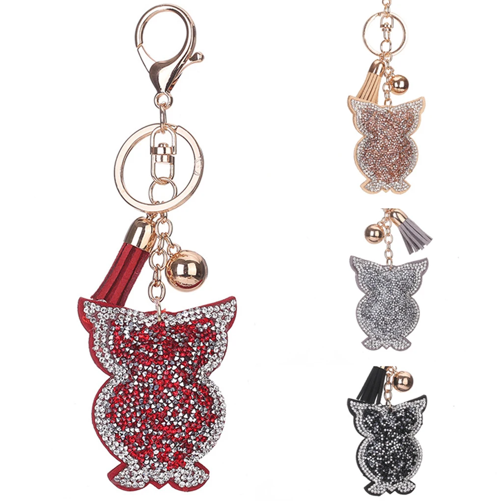

Owl Crystal Key Chains Rhinestone Animal Purse Bag Buckle Pendant Keyrings Car Keychains