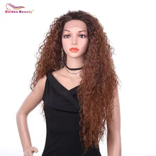 22 дюйма кудрявые вьющиеся волосы парик Длинные Синтетические кружева спереди парик OT30, OT99J волосы термостойкий парик богемный стиль золотой красоты