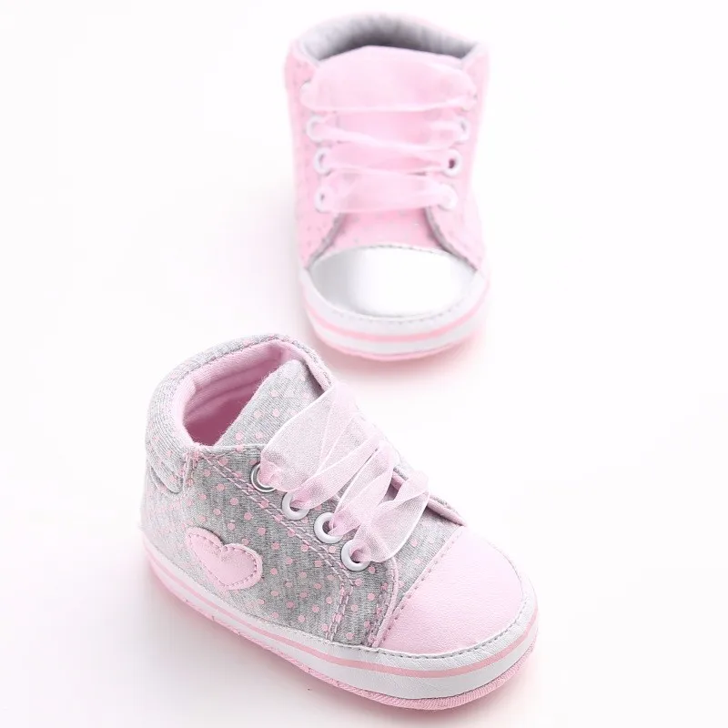 Wonbo осенние на шнуровке первые ходоки кроссовки обувь классический Повседневное детская обувь для новорожденных девочки, узор в горошек