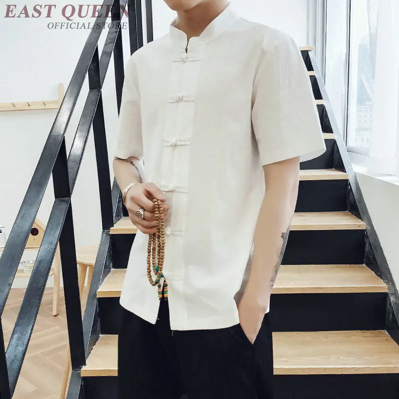Традиционная китайская одежда для мужчин мужской китайский воротник-стойка рубашка блузка ушу кунг-фу наряд топы льняная рубашка KK2233