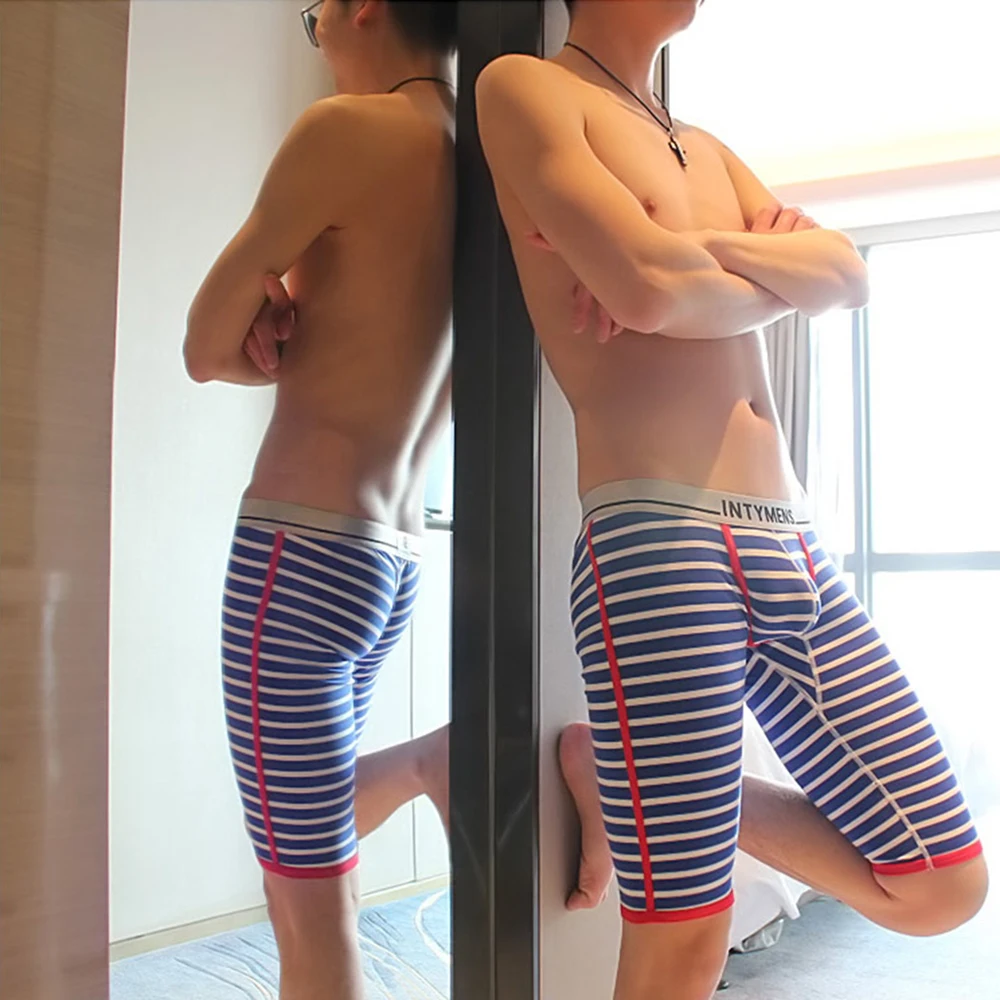 Cotton Mens Trousers Men Comfortable Striped Print Mens Pants Underwear