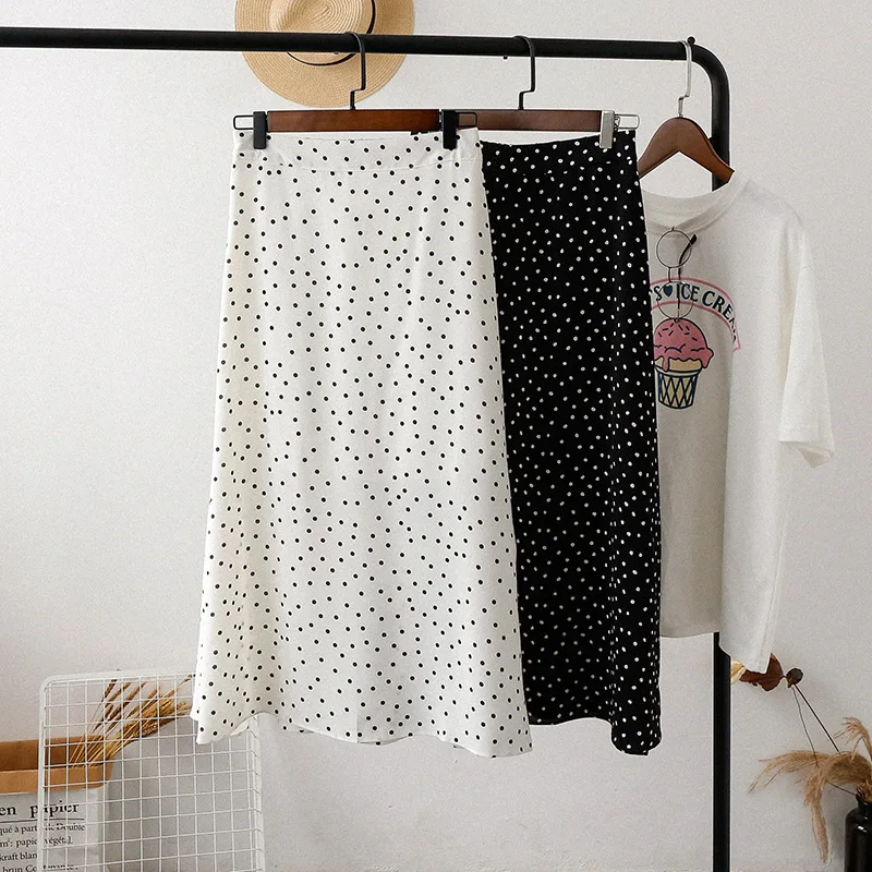 Винтажная летняя Женская длинная юбка в японском стиле с завышенной талией и принтом в горошек уличная шикарная Милая белая черная шифоновая юбка-in Юбки from Женская одежда on Aliexpresscom  Alibaba Group