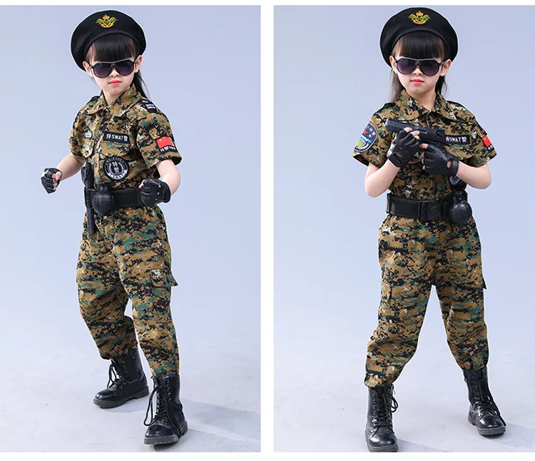 Детская камуфляжная форма для мальчиков и девочек, школьная, Студенческая, армейская Военная униформа, детский Скаутинг, Школьный костюм полицейского для косплея, для шоу