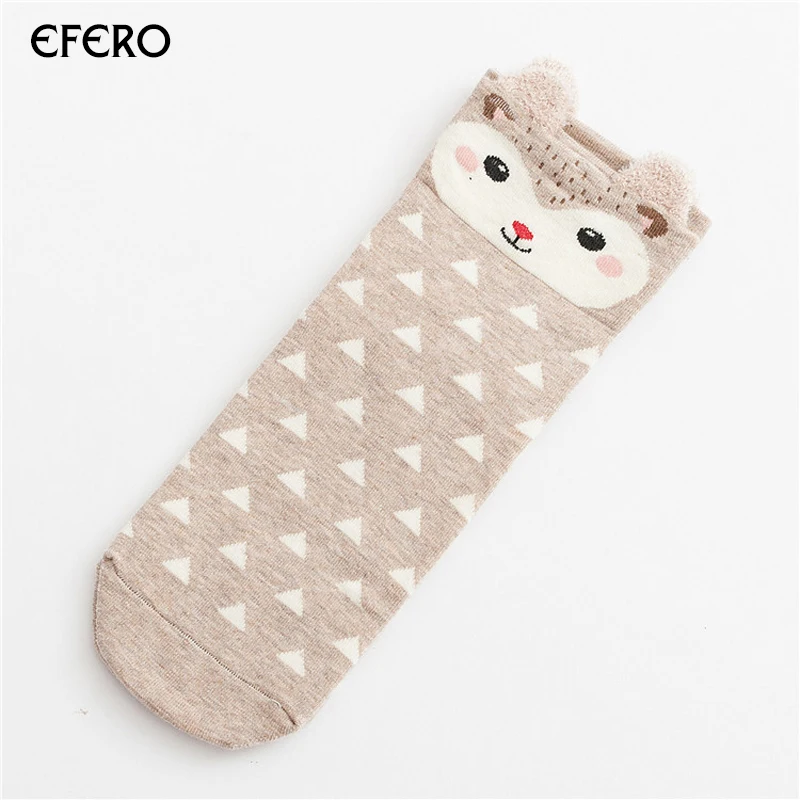 Efero/1 пара, милые женские носки с животными, женские хлопковые носки, Meias, Осень-зима, теплые носки для девушек, художественные носки, Chaussettes Femme - Цвет: 3