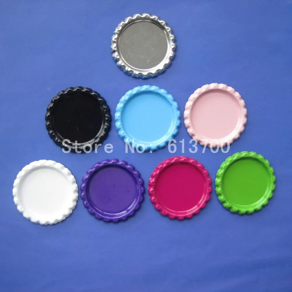 Wholesale 500 pcs 8 Colors Flattened Both Side Colored Bottle caps