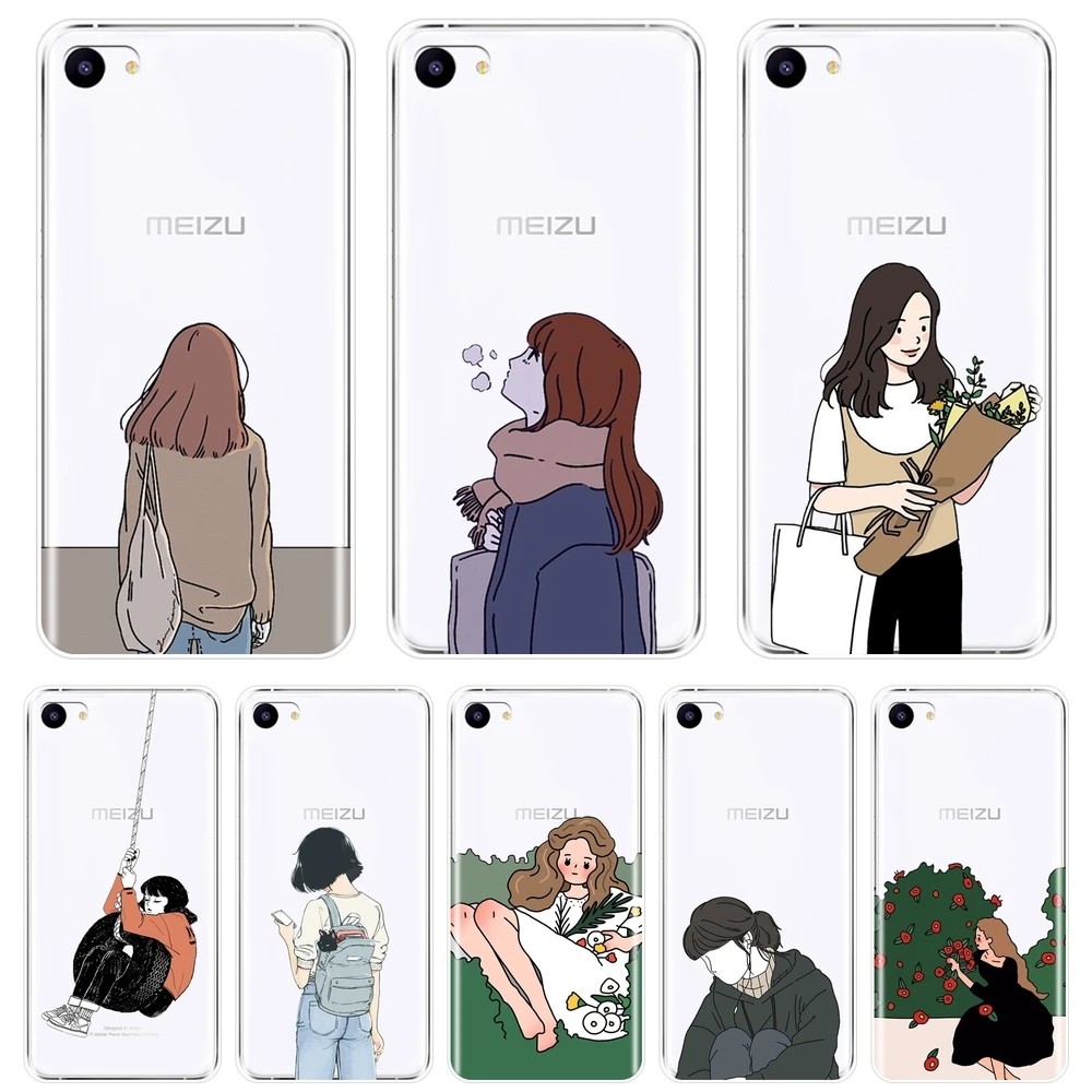 

Phone Case For Meizu 15 Lite 16 Plus 16th 16x Silicone Soft Cartoon Girl Japan Back Cover For Meizu Pro 6 7 Plus U10 U20 Case