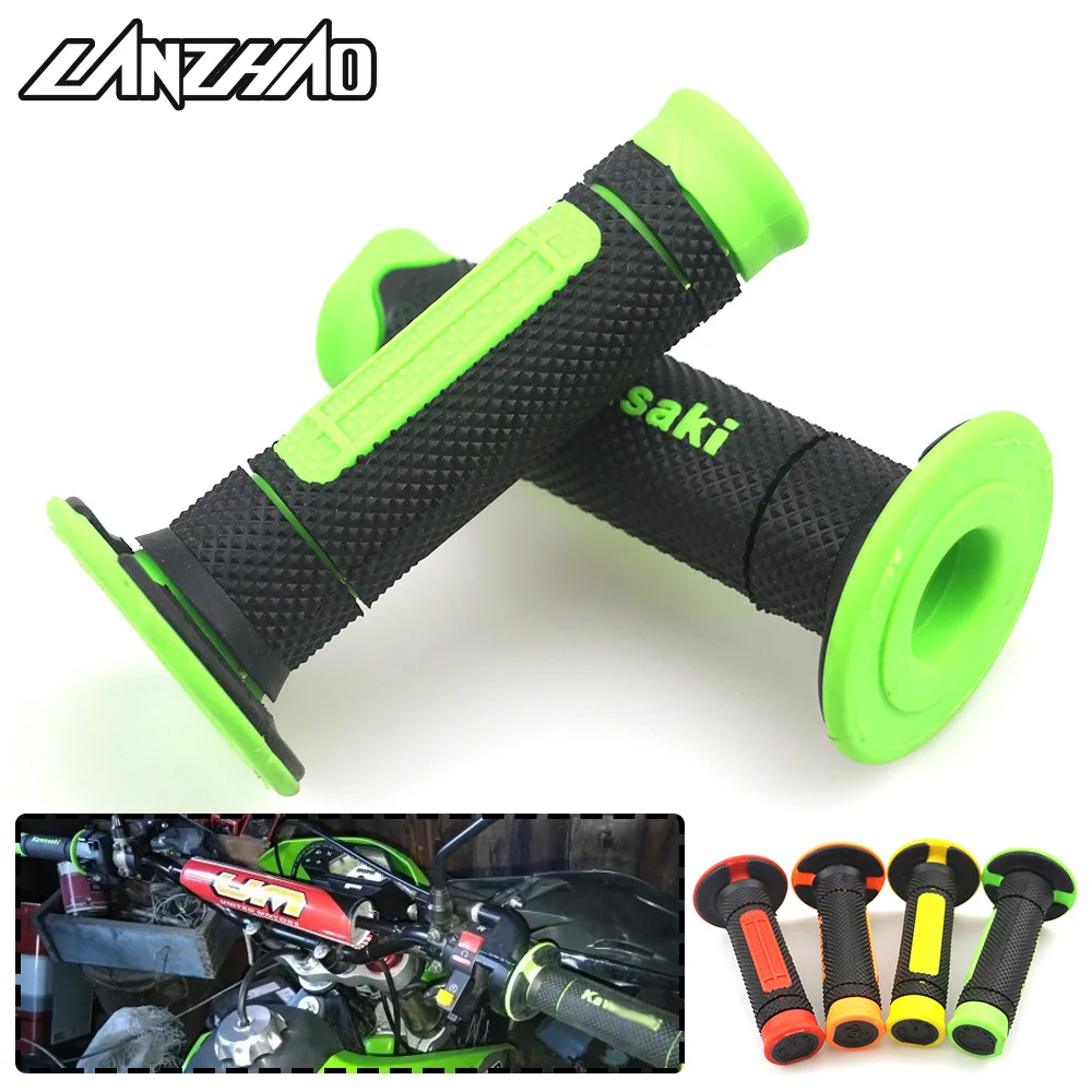 Зеленые 7/8 &quot22 мм резиновые ручки для мотоцикла гелевые Kawasaki KLX250 KLR650 KLX140 KLX110 KX65 KX85
