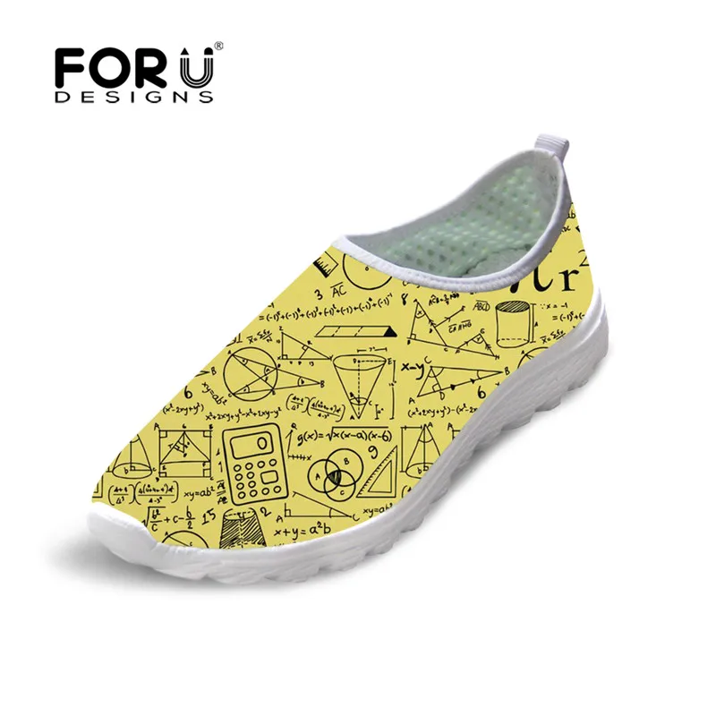 

FORUDESIGNS Women's Casual Shoes Mathematics Printed for Ladies Flat Shoes Slip on Shoes Woman 2019 Loafers Zapatos De Mujer