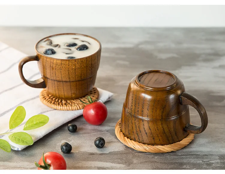 UPORS натуральное дерево ююба чашка с ручкой Экологичные примитивные ручной работы Дерево Японская чаша для чая твердой древесины чай молоко кофе кружка