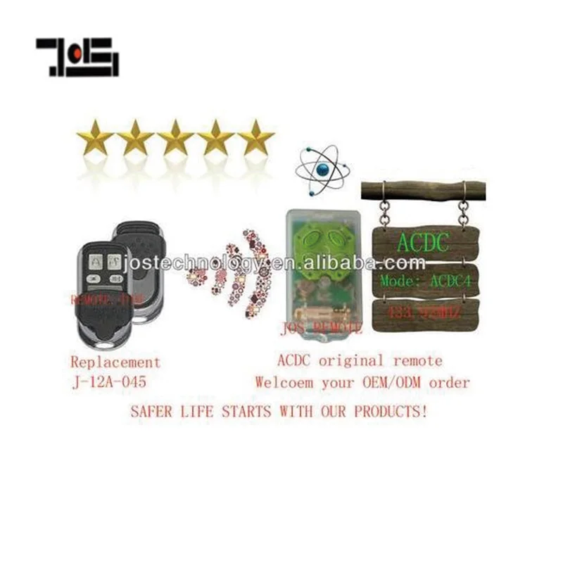

2pcs For ACDC replacement remote control rolling code 433.92MHZ free shipping