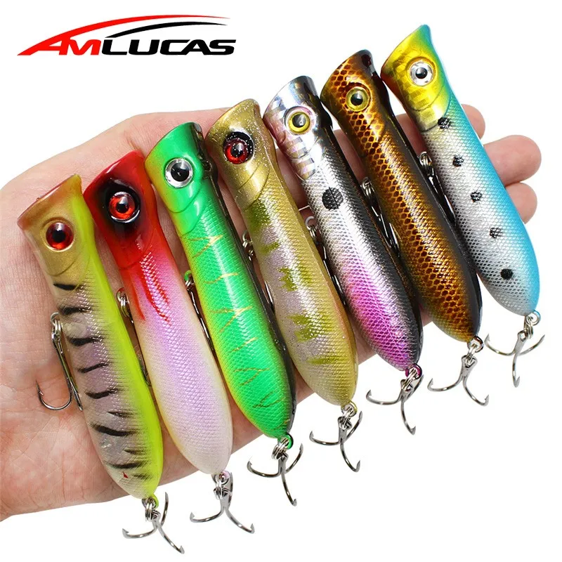 

Amlucas 8cm 11.8g Popper Lure Topwater Crankbait Wobblers Minnow Hooks 6# Swimbait Artificial Bait Pesca Carp Pike WW186