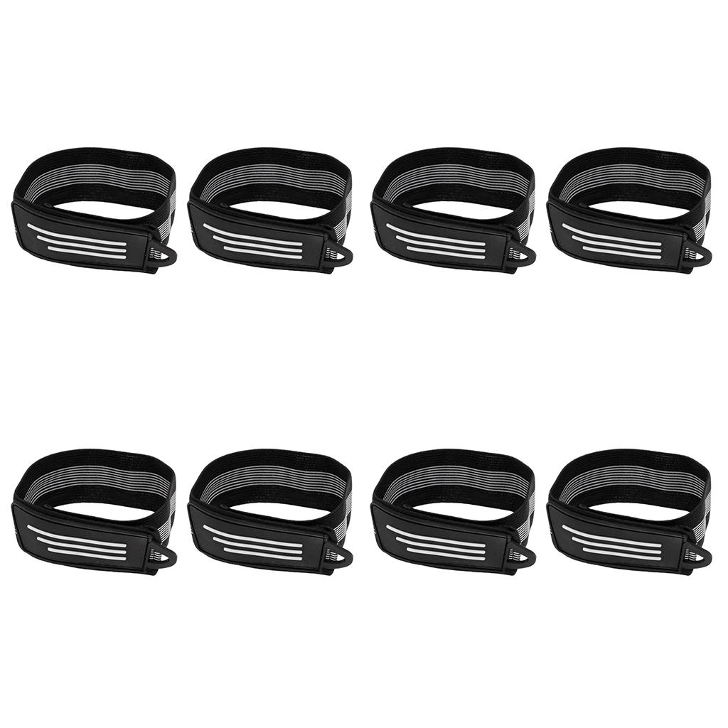 4 Pairs Cycling MTB Bike Cycle Bind Elastic Trousers Pants Band Leg Straps, with Reflective Strap for Safety Warning