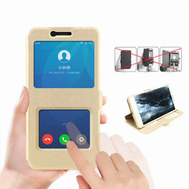 

Stand View Window Case For Xiaomi Redmi 3 3S 4X 5 Plus 6 Y1 Lite Flip PU Leather Cover For Redmi Note 2 3 4 4X 5 5A 6 7 Pro Case