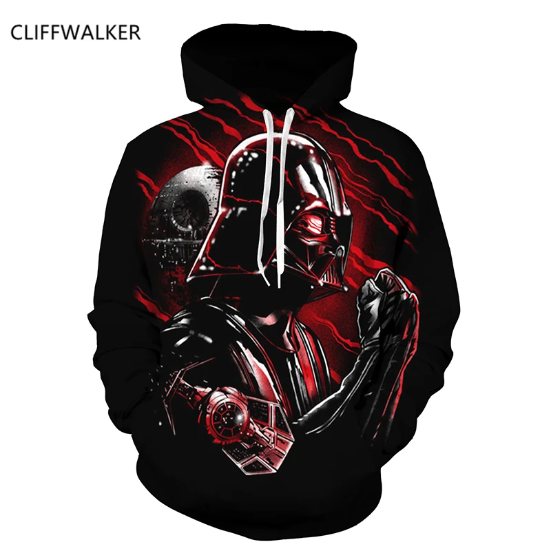 Dropshipping 2018 Fashion For Women's Men's Hoodies Black Cool 3D Print Star War Sweatshirt Casual Long Sleeve Hooded Pullovers |