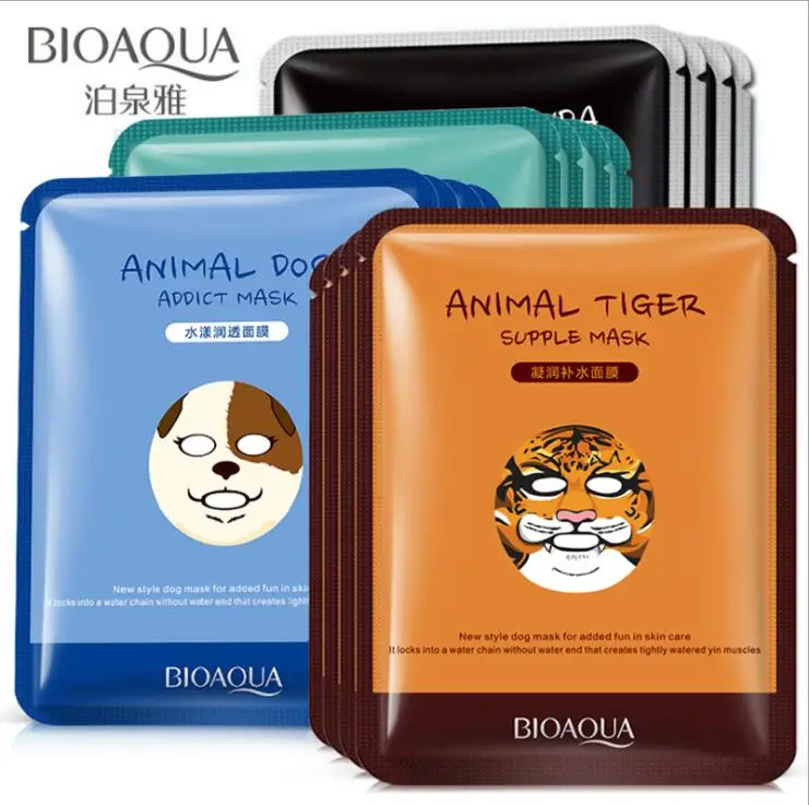 

1 Pcs Cute Animal Sheep/Dog/Panda/Tiger Facial Mask Hyaluronic acid moisturizing Oil-control Korea Mask Face Care