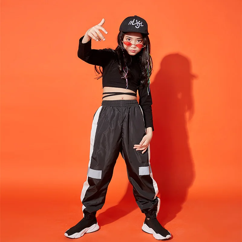 

Adult kids Costumes female wear square Panelled patchwork stripe spliced jazz Harem Hip Hop Dance Pants