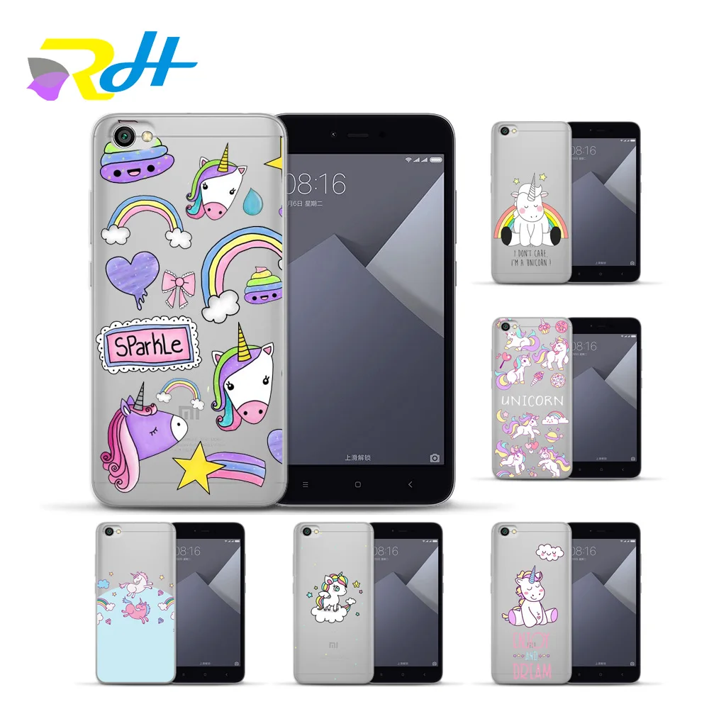 

For xiaomi transparent silicone soft shell Rainbow Unicorn cover For xiaomi Redmi 4X 4A Pro Note 4X 5A mi 5X 6 Plus case