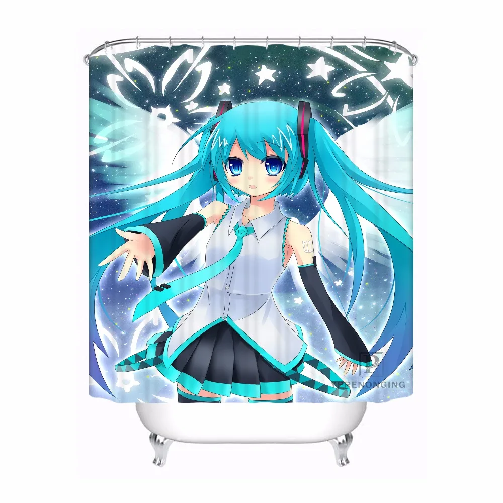 Пользовательские Hatsune. Miku. full@ 01 ванная комната приемлемая занавеска из полиэстеровой ткани занавеска для ванной#180320-01-158