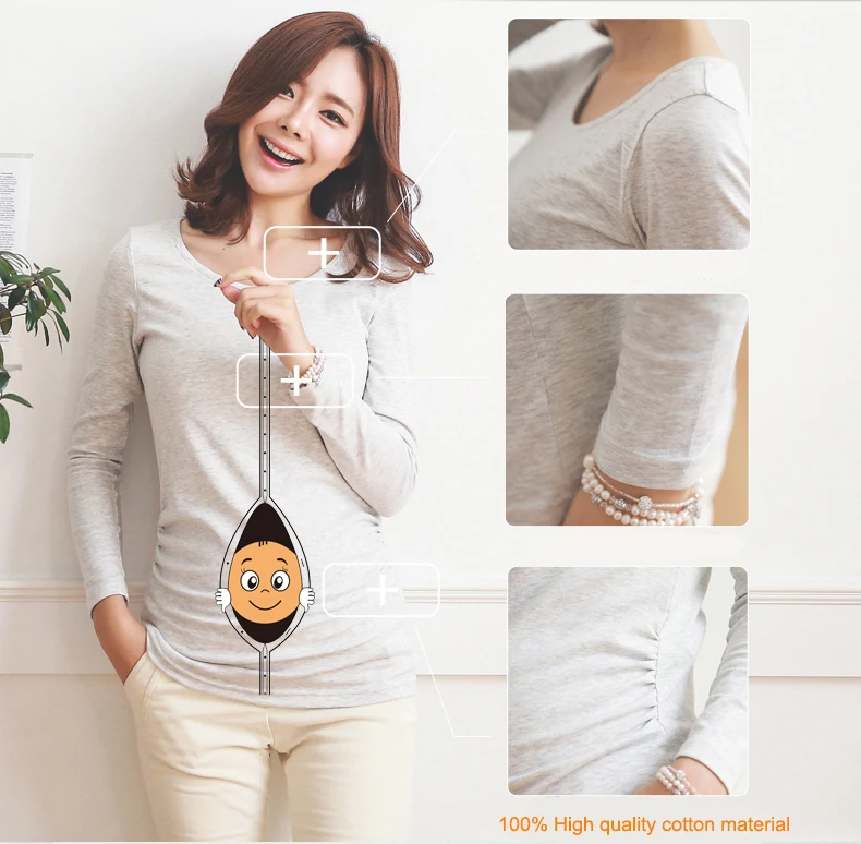2018 Funny and Cute Long sleeves Maternity Shirt