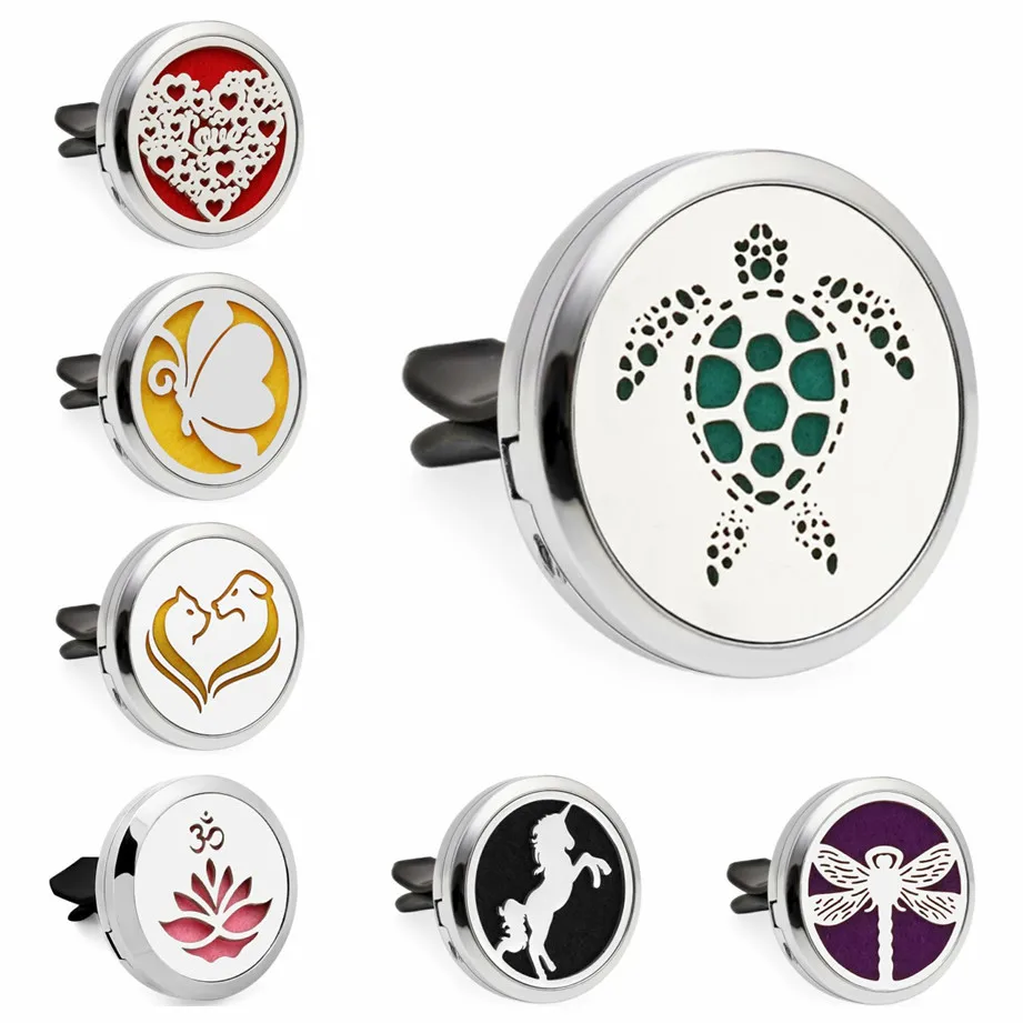 

HG360-HG408 Essential Oil Perfume Locket Turtle Car diffuser Vent Clip Pendant Magnetic Random Send 10pcs Oil Pads as Gift