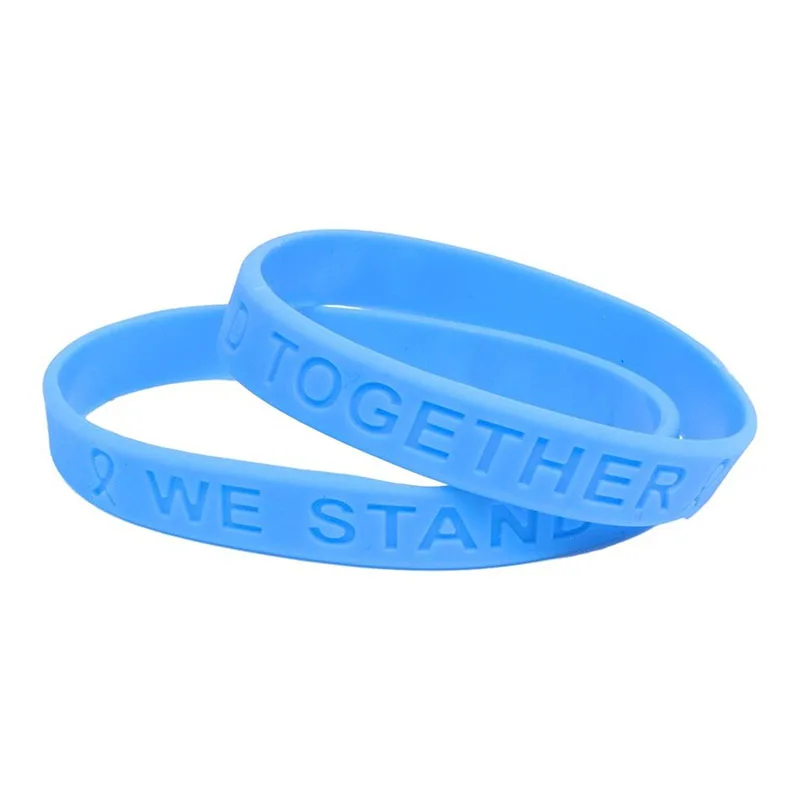 Customs 150pcs Pack Silicone Wristbands Light Blue Ribbon Awareness