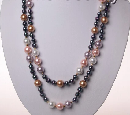 

ddh002749 long 50" 12mm 8mm round multicolor south sea shell pearls necklace