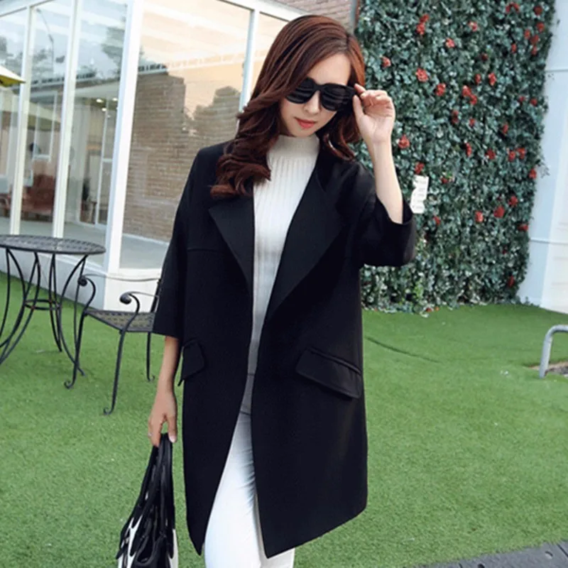 2016-Women-Spring-Coat-New-Fashion-Female-O-Neck-Three-Quarter-Sleeve-Women-Trench-Coat-Spring (5)