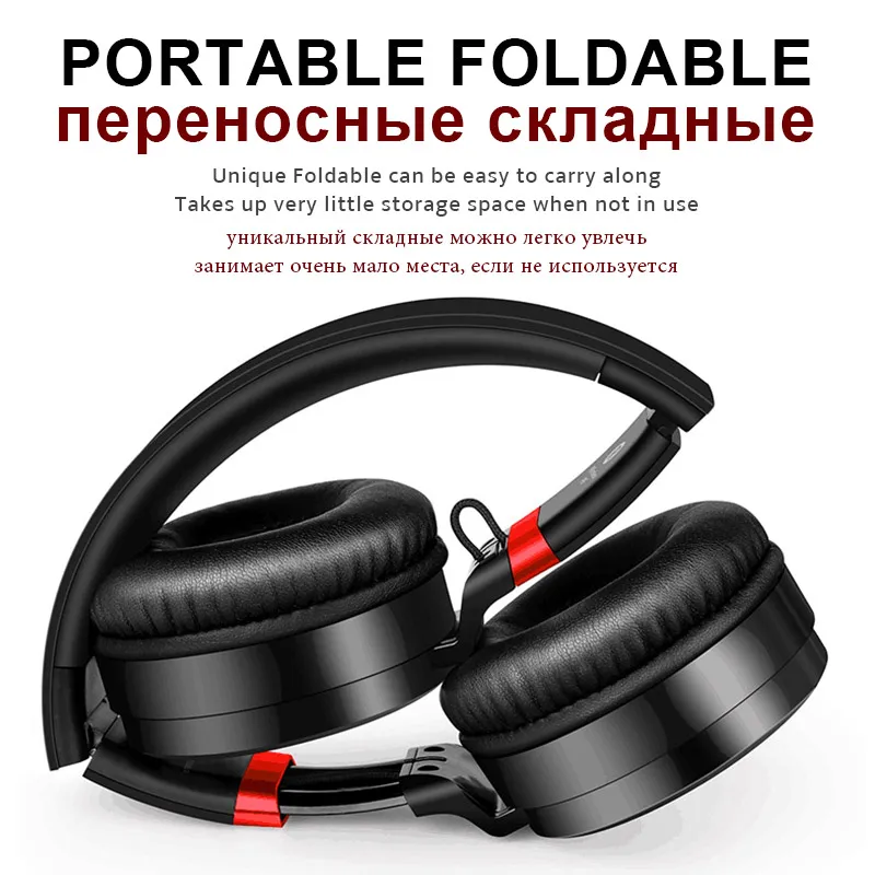 Bluetooth Headphones HiFi Stereo Wireless Headphones Over Ear with Mic Foldable Wired/TF Mode Headsets for PC TV Smart Phone